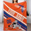 Custom College Football Blanket for Men Women Gifts Designed and Made in The USA Printed Team Name Number Soft Flannel Bed Throw Blankets Cooling Blanket 40"x30", 50"x40", 60"x50", 80" x60 view 1