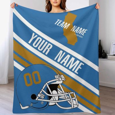 Custom College Football Blanket for Men Women Gifts Designed and Made in The USA Printed Team Name Number Soft Flannel Bed Throw Blankets Cooling Blanket 40"x30", 50"x40", 60"x50", 80" x60