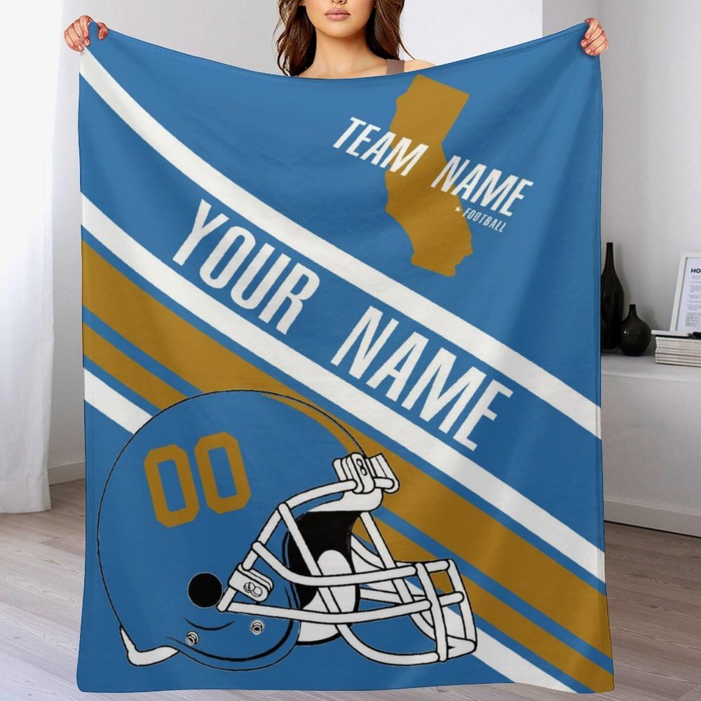 Custom College Football Blanket for Men Women Gifts Designed and Made in The USA Printed Team Name Number Soft Flannel Bed Throw Blankets Cooling Blanket 40"x30", 50"x40", 60"x50", 80" x60
