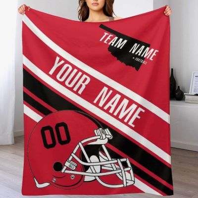 Custom College Football Blanket for Men Women Gifts Designed and Made in The USA Printed Team Name Number Soft Flannel Bed Throw Blankets Cooling Blanket 40"x30", 50"x40", 60"x50", 80" x60