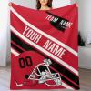 Custom College Football Blanket for Men Women Gifts Designed and Made in The USA Printed Team Name Number Soft Flannel Bed Throw Blankets Cooling Blanket 40"x30", 50"x40", 60"x50", 80" x60 view 1