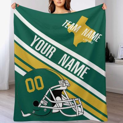 Custom College Football Blanket for Men Women Gifts Designed and Made in The USA Printed Team Name Number Soft Flannel Bed Throw Blankets Cooling Blanket 40"x30", 50"x40", 60"x50", 80" x60