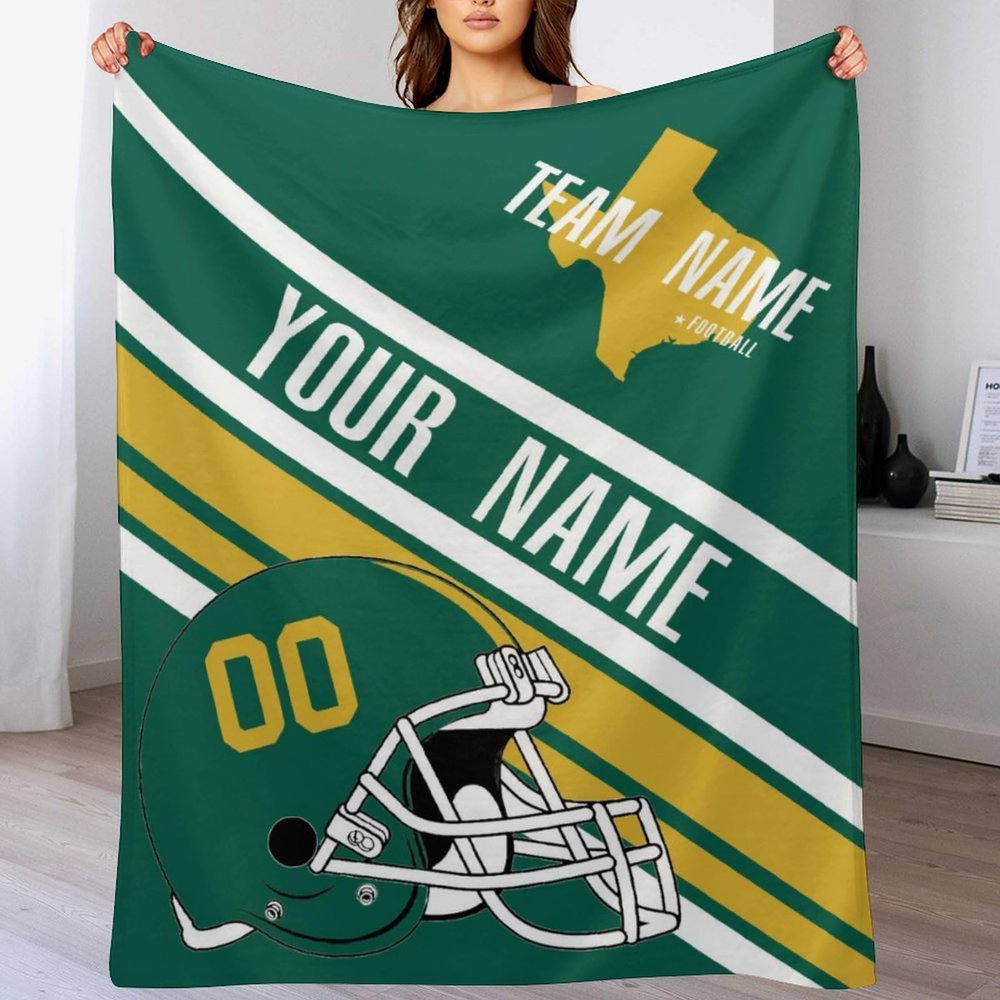 Custom College Football Blanket for Men Women Gifts Designed and Made in The USA Printed Team Name Number Soft Flannel Bed Throw Blankets Cooling Blanket 40"x30", 50"x40", 60"x50", 80" x60