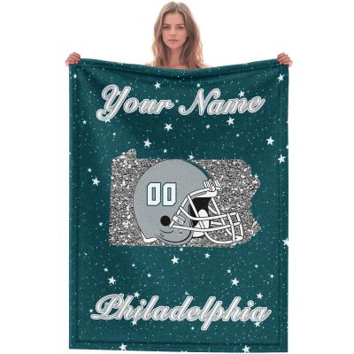 Custom Football Blanket for Men Women Kids Designed and Made in The USA Printed Name Number Soft Flannel Bed Throw Blankets City Map Style Couch Blanket Fans Gifts 40"x30", 50"x40", 60"x50", 80" x60