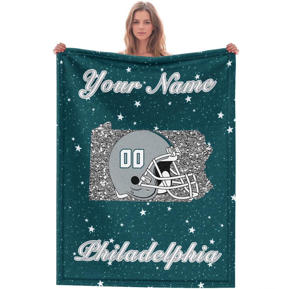 Custom Football Blanket for Men Women Kids Designed and Made in The USA Printed Name Number Soft Flannel Bed Throw Blankets City Map Style Couch Blanket Fans Gifts 40"x30", 50"x40", 60"x50", 80" x60