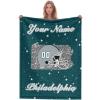 Custom Football Blanket for Men Women Kids Designed and Made in The USA Printed Name Number Soft Flannel Bed Throw Blankets City Map Style Couch Blanket Fans Gifts 40"x30", 50"x40", 60"x50", 80" x60 view 1