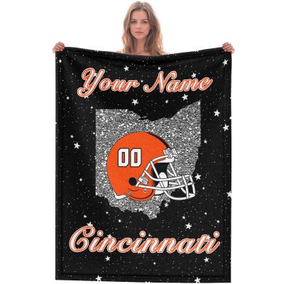 Custom Football Blanket for Men Women Kids Designed and Made in The USA Printed Name Number Soft Flannel Bed Throw Blankets City Map Style Couch Blanket Fans Gifts 40"x30", 50"x40", 60"x50", 80" x60