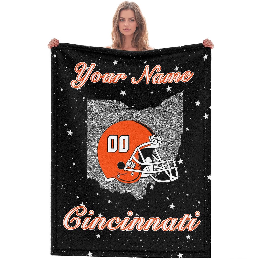 Custom Football Blanket for Men Women Kids Designed and Made in The USA Printed Name Number Soft Flannel Bed Throw Blankets City Map Style Couch Blanket Fans Gifts 40"x30", 50"x40", 60"x50", 80" x60