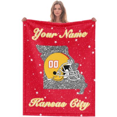 Custom Football Blanket for Men Women Kids Designed and Made in The USA Printed Name Number Soft Flannel Bed Throw Blankets City Map Style Couch Blanket Fans Gifts 40"x30", 50"x40", 60"x50", 80" x60