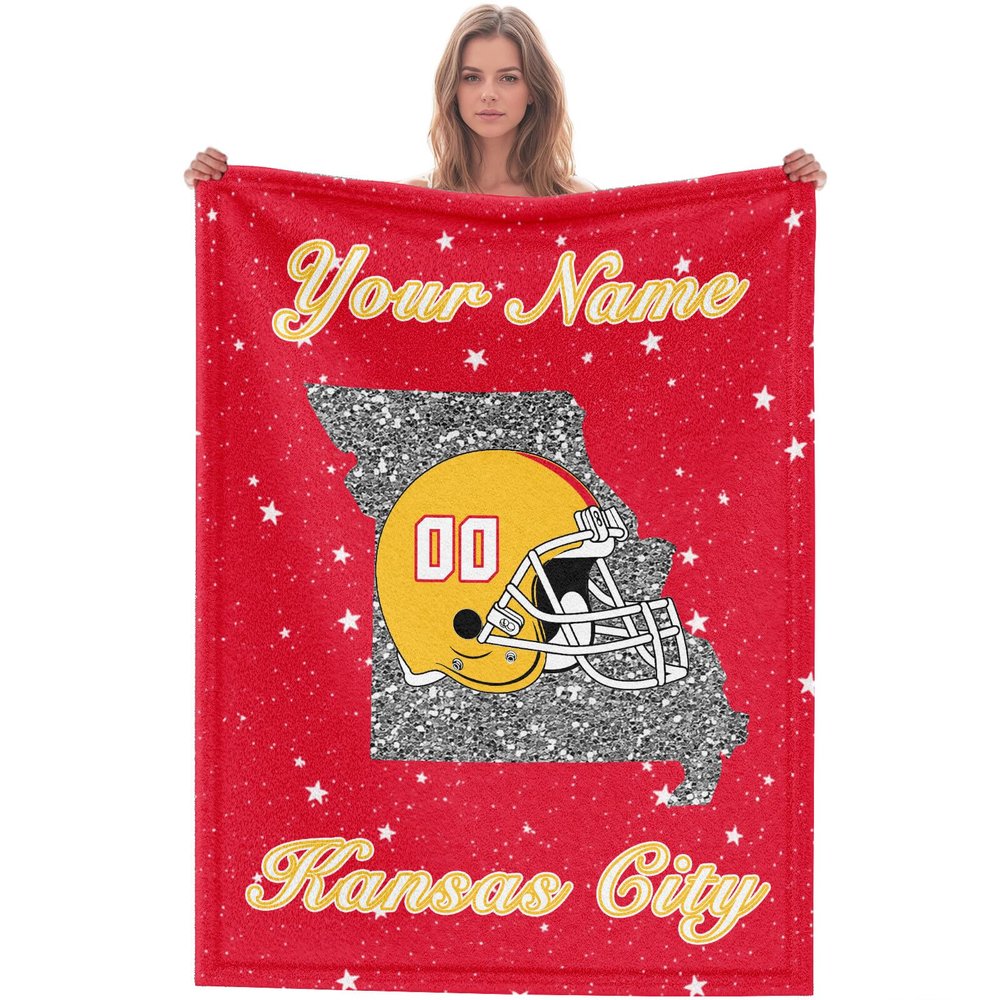 Custom Football Blanket for Men Women Kids Designed and Made in The USA Printed Name Number Soft Flannel Bed Throw Blankets City Map Style Couch Blanket Fans Gifts 40"x30", 50"x40", 60"x50", 80" x60