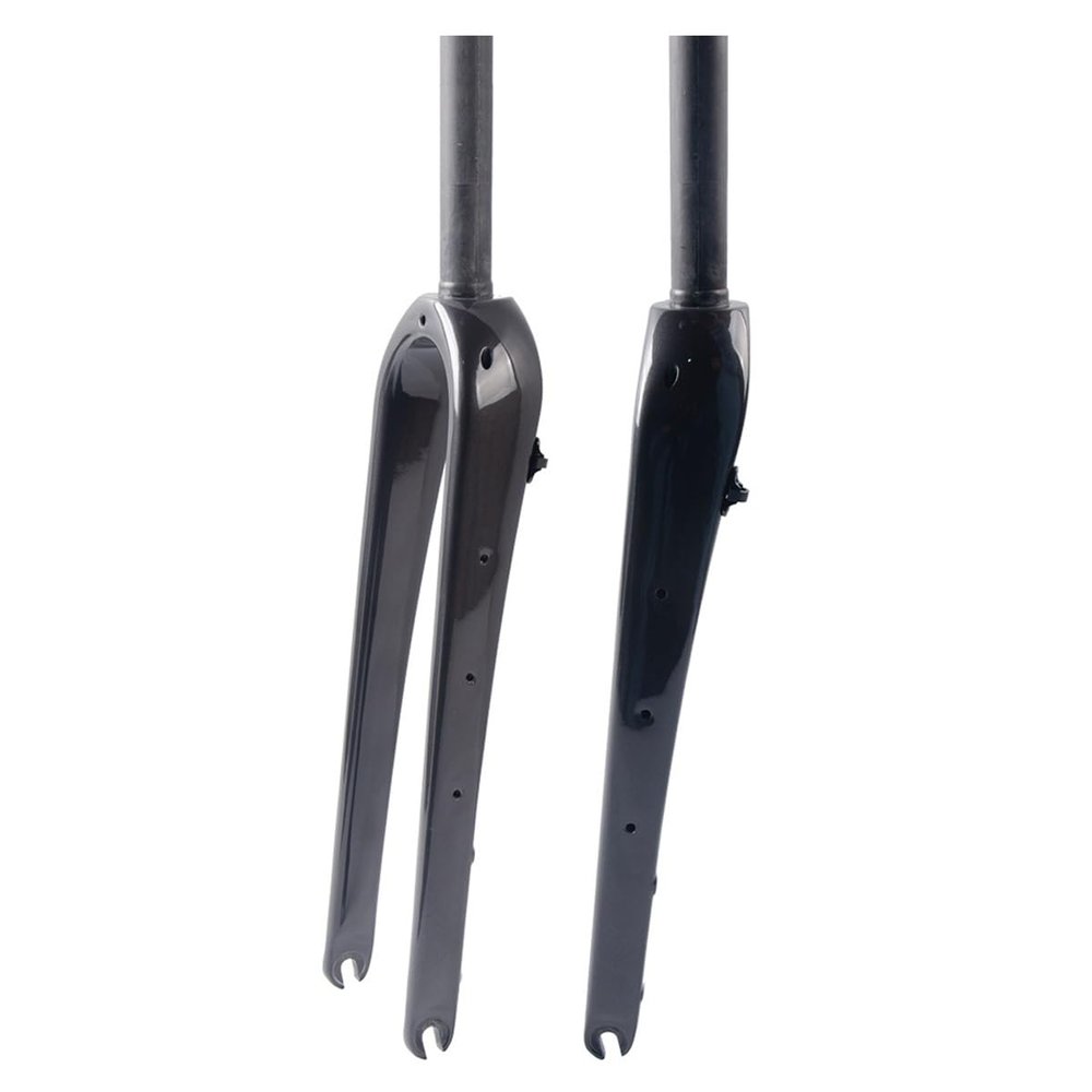 BSFHQS Road Bike Rigid Forks 700C Gravel Bike Front Forks 1-1/8Straight/1-1/2Tapered Tube Forks Disc Brake Carbon Fiber Hard Fork 9 * 100mm QR(Gloss Black,Straight)