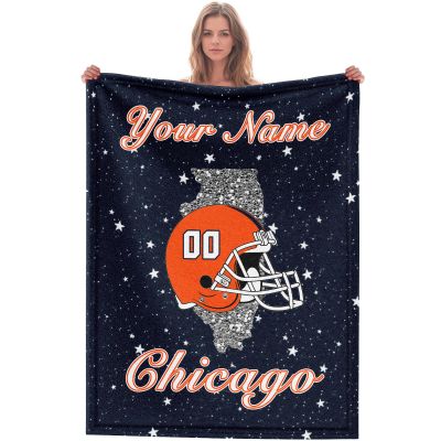 Custom Football Blanket for Men Women Kids Designed and Made in The USA Printed Name Number Soft Flannel Bed Throw Blankets City Map Style Couch Blanket Fans Gifts 40"x30", 50"x40", 60"x50", 80" x60
