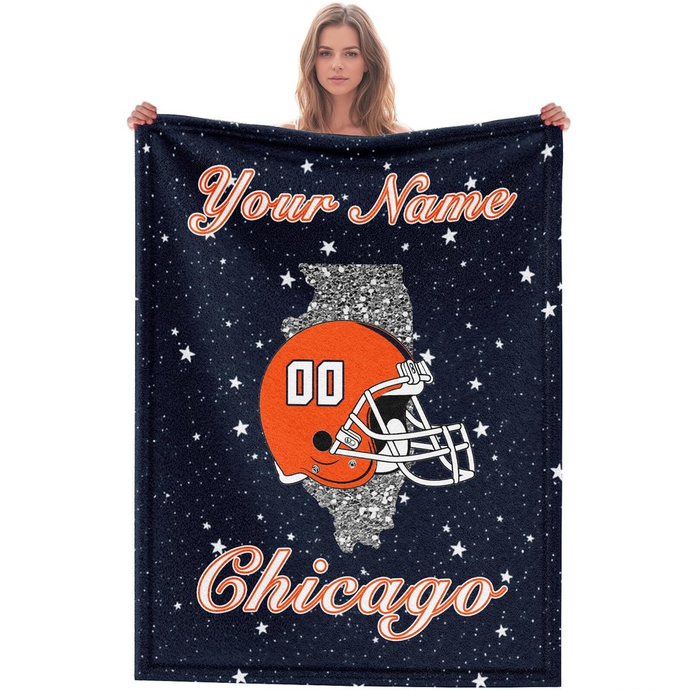Custom Football Blanket for Men Women Kids Designed and Made in The USA Printed Name Number Soft Flannel Bed Throw Blankets City Map Style Couch Blanket Fans Gifts 40"x30", 50"x40", 60"x50", 80" x60