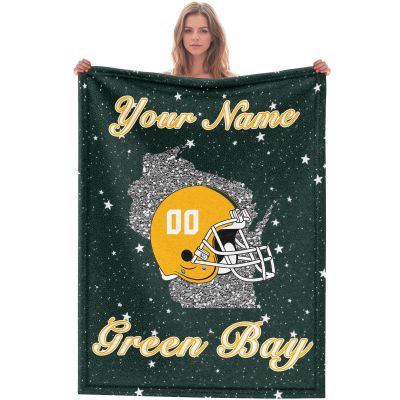 Custom Football Blanket for Men Women Kids Designed and Made in The USA Printed Name Number Soft Flannel Bed Throw Blankets City Map Style Couch Blanket Fans Gifts 40"x30", 50"x40", 60"x50", 80" x60