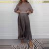 Women's Solid Color Long Sleeve Jumper & Pleated Bottom Dress Fashion Sweatshirt Top and Pleated Bottom Jasperbelly (Green,X-Large) view 3