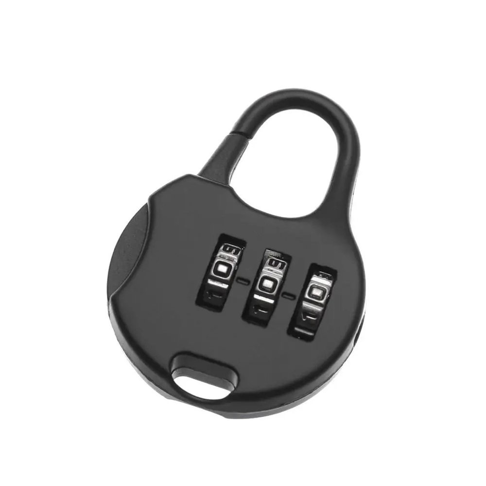 3 Dial Digit Mini Combination Code Lock Zinc Alloy Diary Protector Travel Luggage Suitcase Password Padlock Locker Case Lock 1Pcs(Black)