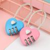 Heart Shaped Padlock 3 Dial Digit Password Lock Outdoor Travel Luggage Suitcase Security Tool Couple Gift Locker Padlock 1Pcs(Blue) view 1