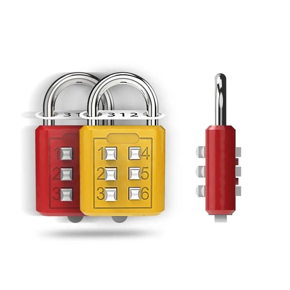 6 Digit Button Password Lock Portable Backpack Zipper Lock Travel Luggage Padlock Dormitory Cabinet Door Lock 1Pcs(Yellow)