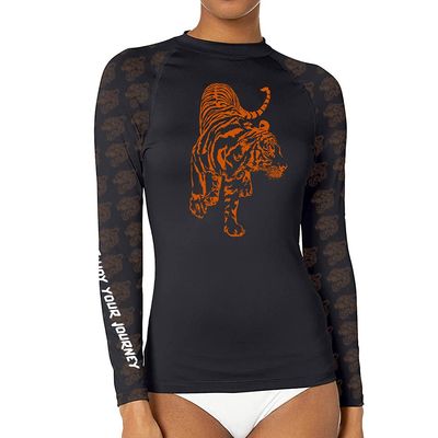 DEHAHA Women's Tiger Rash Guard Athletic Running Shirts, Long Sleeve Medium