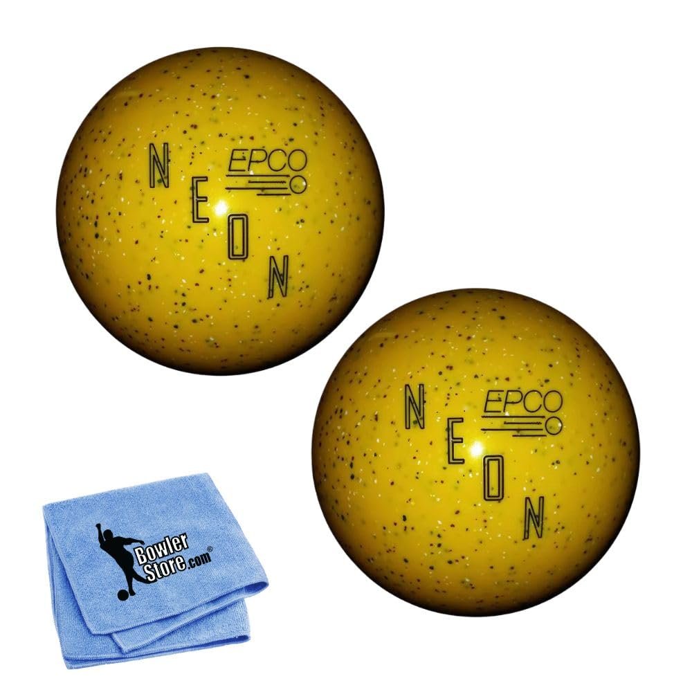 Bowlerstore Products EPCO Duckpin Bowling Balls- Neon Speckled - Yellow 4 7/8 inch- 3lbs. 12 oz. 2 Balls