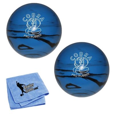 Bowlerstore Products EPCO Duckpin Bowling Ball - (4 3/4 inch- 3lbs. 6oz.) Cobra Pro Rubber - Blue & Black 2 Balls