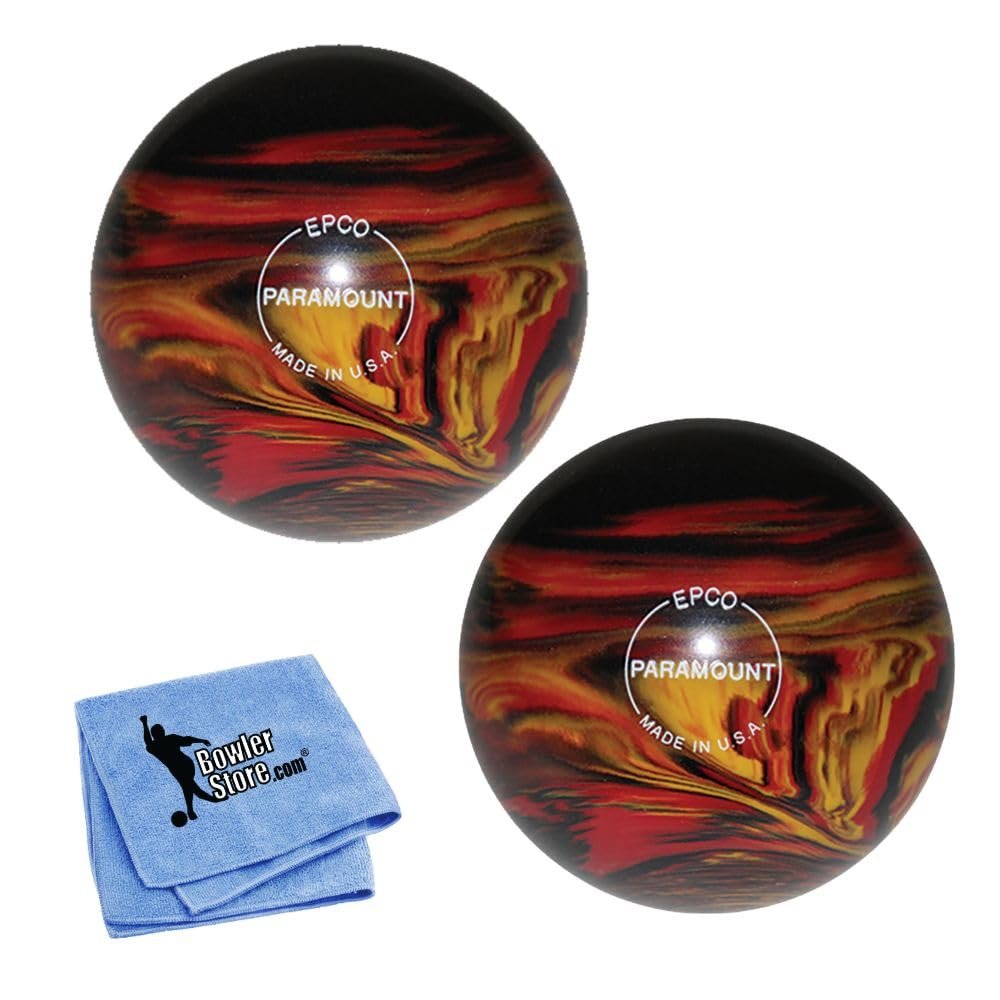 Bowlerstore Products EPCO Duckpin Bowling Balls- Marbleized - Black, Red & Yellow (4 3/4 inch- 3lbs. 6 oz.) 2 Balls