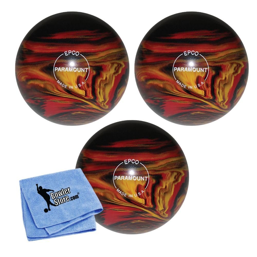 Bowlerstore Products EPCO Duckpin Bowling Balls - Marbleized - Black, Red & Yellow (5 inch- 3lbs. 10 oz.) 3 Balls