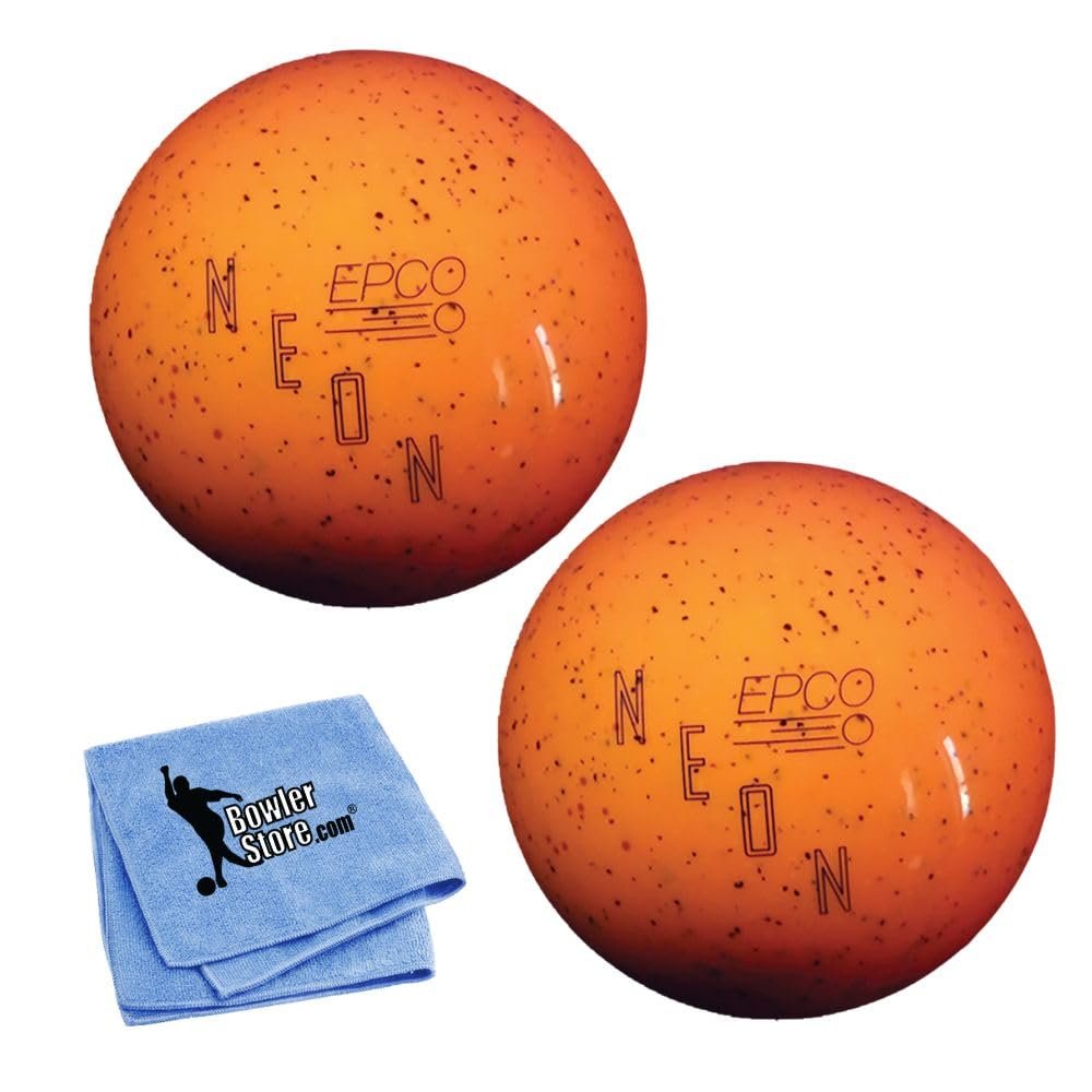 Bowlerstore Products EPCO Duckpin Bowling Balls- Neon Speckled - Orange 4 7/8 inch- 3lbs. 12 oz. 2 Balls