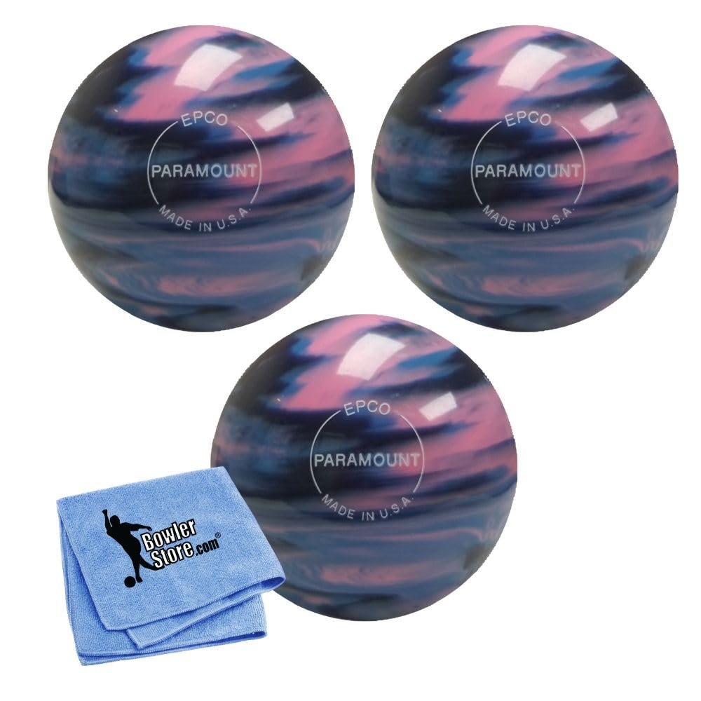 Bowlerstore Products EPCO Duckpin Bowling Balls - Marbleized - Navy, Light Blue & Pink (5 inch- 3lbs. 10 oz.) 3 Balls