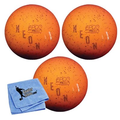 Bowlerstore Products EPCO Duckpin Bowling Balls - Neon Speckled - Orange (5 inch- 3lbs. 10 oz.) - 3 Balls