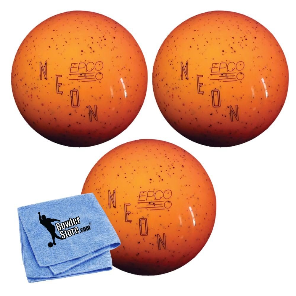 Bowlerstore Products EPCO Duckpin Bowling Balls - Neon Speckled - Orange (5 inch- 3lbs. 10 oz.) - 3 Balls