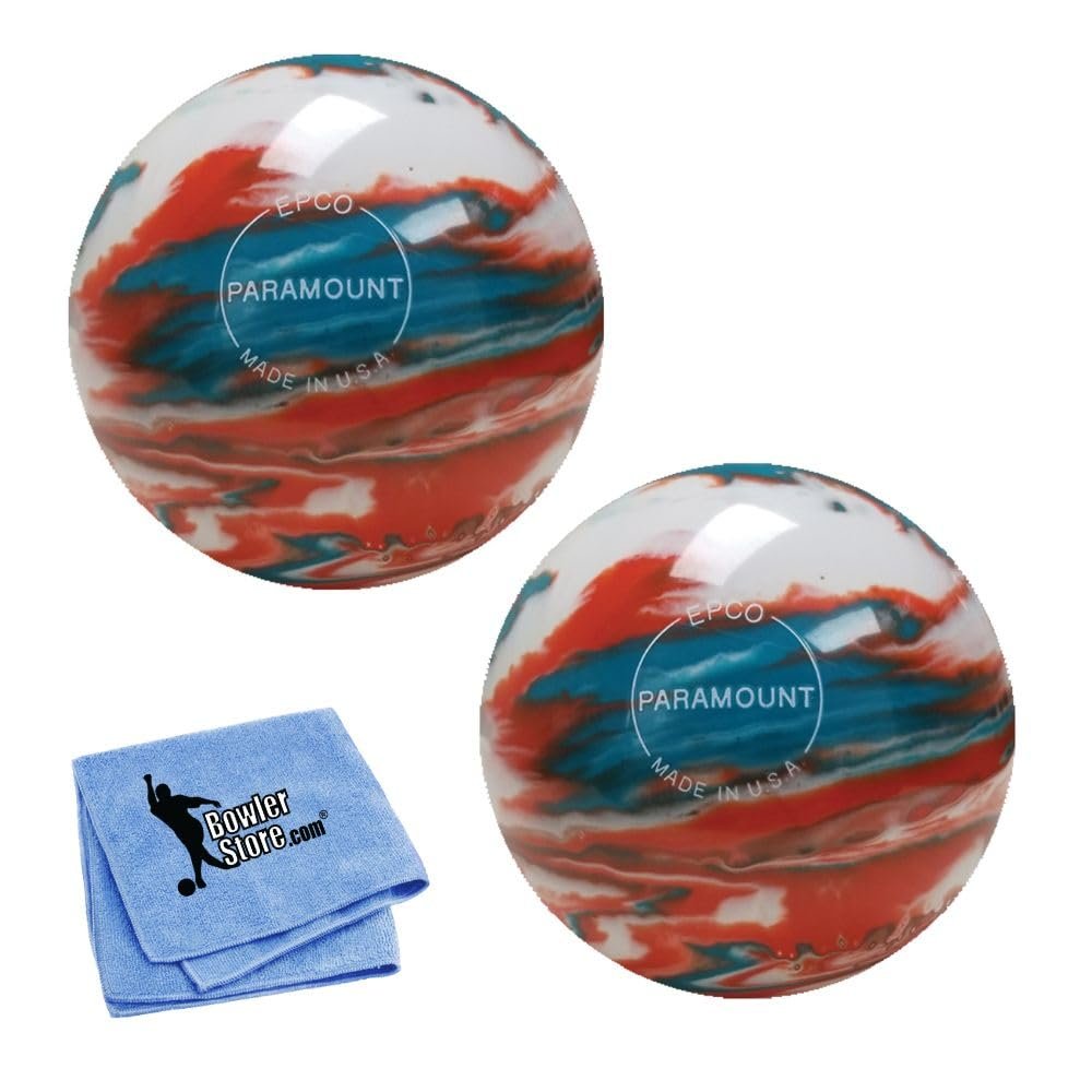 Bowlerstore Products EPCO Duckpin Bowling Balls- Marbleized - Turquoise, Orange & White (5 inch- 3lbs. 12 oz.) 2 Balls