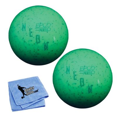 Bowlerstore Products EPCO Duckpin Bowling Balls- Neon Speckled - Green (5 inch- 3lbs. 10 oz.) 2 Balls