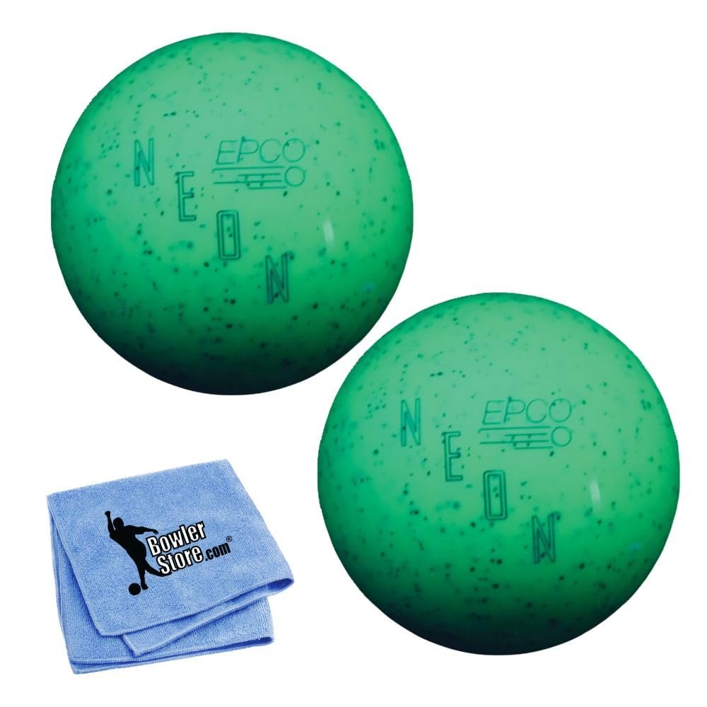 Bowlerstore Products EPCO Duckpin Bowling Balls- Neon Speckled - Green (5 inch- 3lbs. 10 oz.) 2 Balls