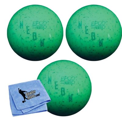 Bowlerstore Products EPCO Duckpin Bowling Balls - Neon Speckled - Green (4 7/8 inch- 3lbs. 10 oz.) 3 Balls