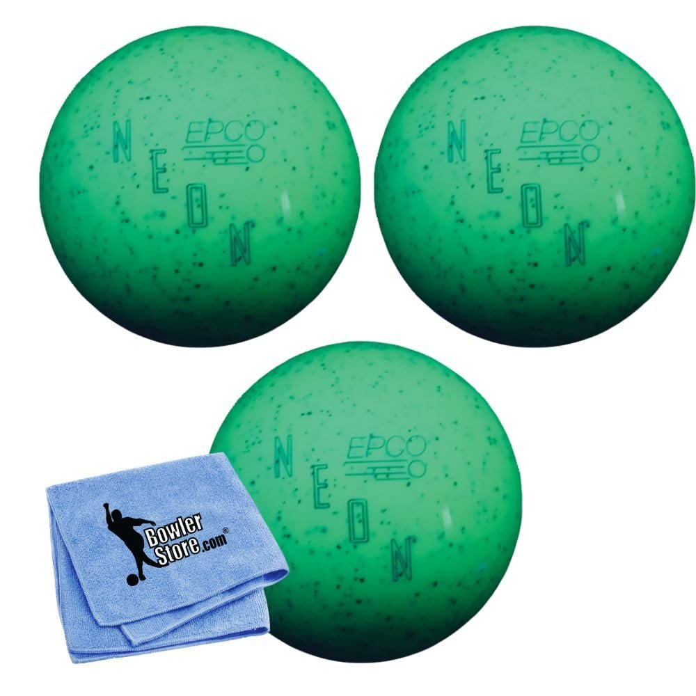 Bowlerstore Products EPCO Duckpin Bowling Balls - Neon Speckled - Green (5 inch- 3lbs. 12 oz.) 3 Balls