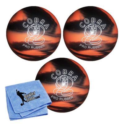 EPCO Duckpin Bowling Ball - Cobra Pro Rubber - Orange & Black (4 7/8 inch- 3lbs. 8oz.) - 3 Balls
