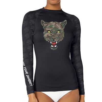 DEHAHA Women's Leopard Rash Guard Athletic Running Shirts, Long Sleeve Medium
