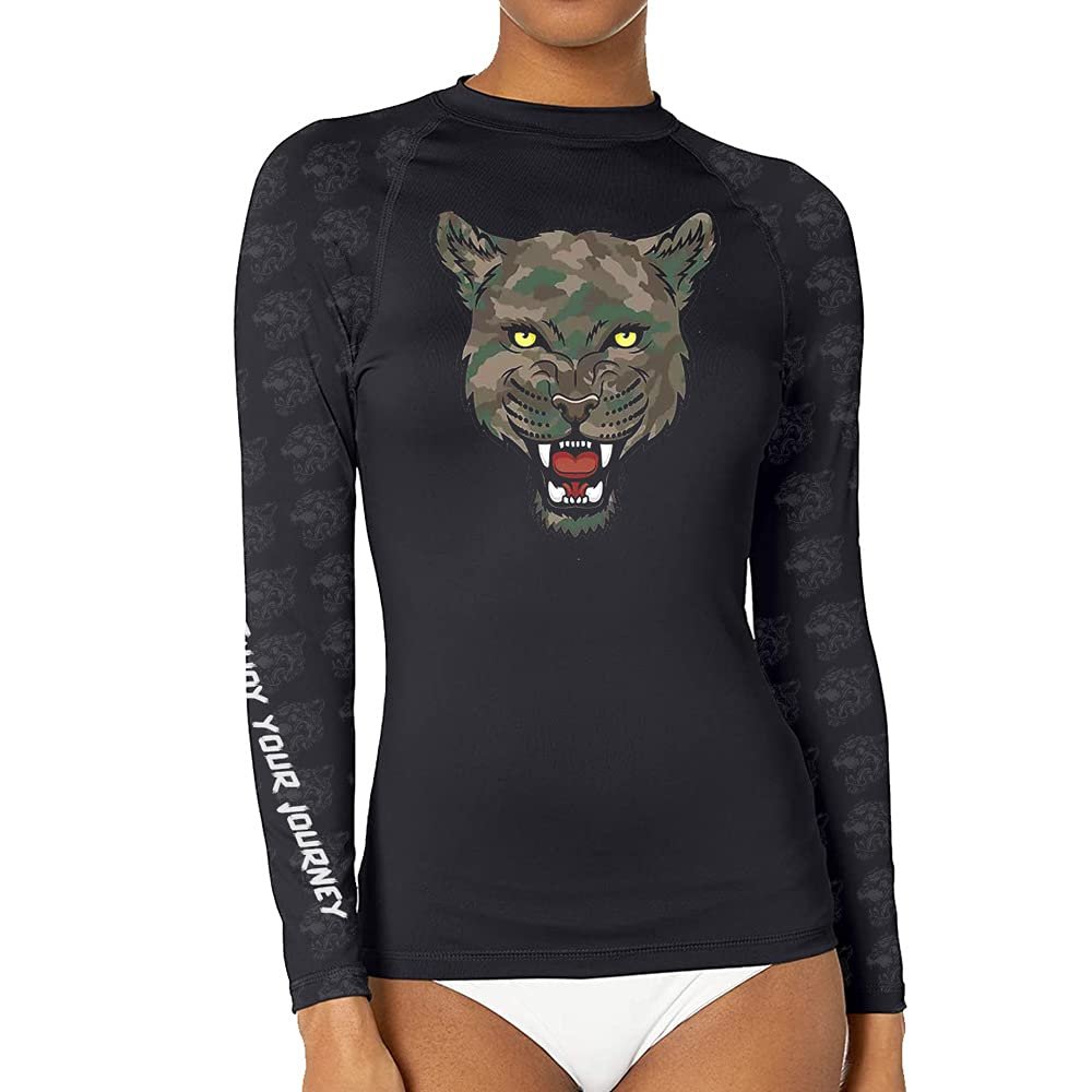 DEHAHA Women's Leopard Rash Guard Athletic Running Shirts, Long Sleeve Medium
