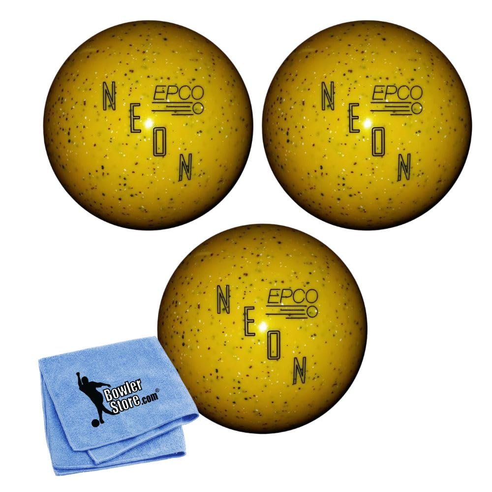 Bowlerstore Products EPCO Duckpin Bowling Balls - Neon Speckled - Yellow (4 3/4 inch- 3lbs. 6 oz.) 3 Balls