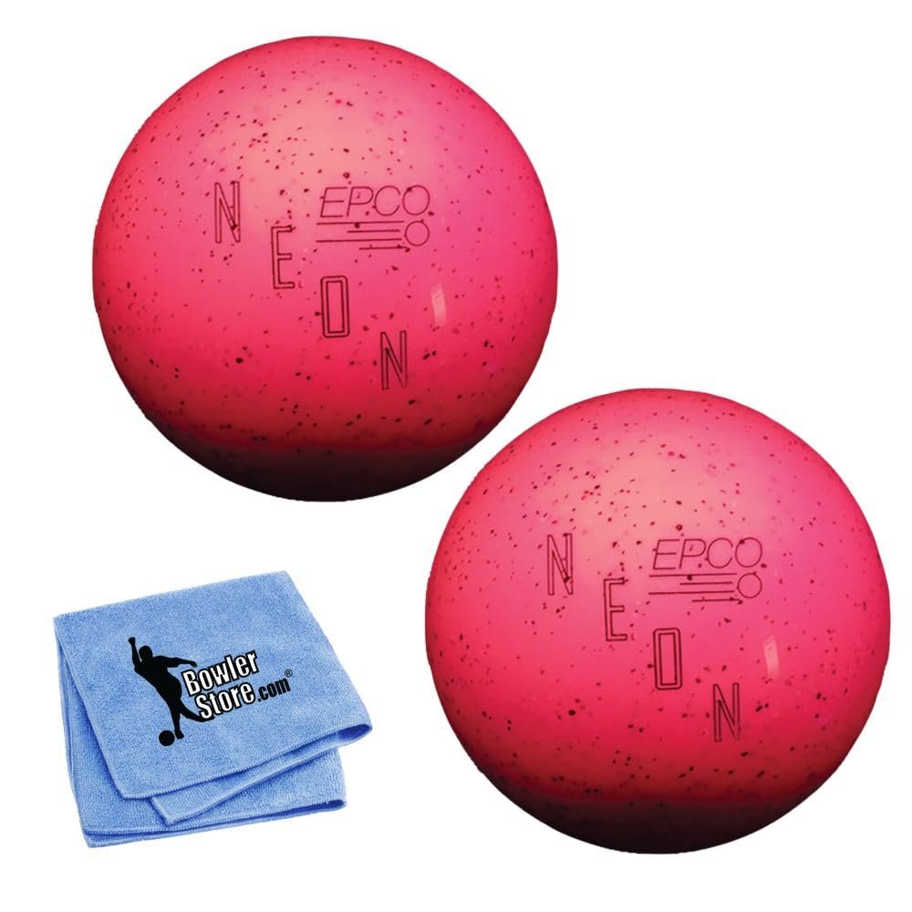 Bowlerstore Products EPCO Duckpin Bowling Balls- Neon Speckled - Magenta (4 7/8 inch- 3lbs. 8 oz) 2 Balls