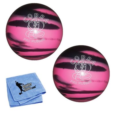 EPCO Duckpin Bowling Ball - Cobra Pro Rubber - Pink & Black (4 7/8 inch- 3lbs. 8oz.) - 2 Balls