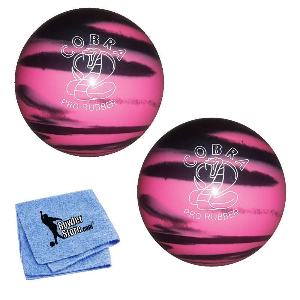 EPCO Duckpin Bowling Ball - Cobra Pro Rubber - Pink & Black (4 7/8 inch- 3lbs. 8oz.) - 2 Balls