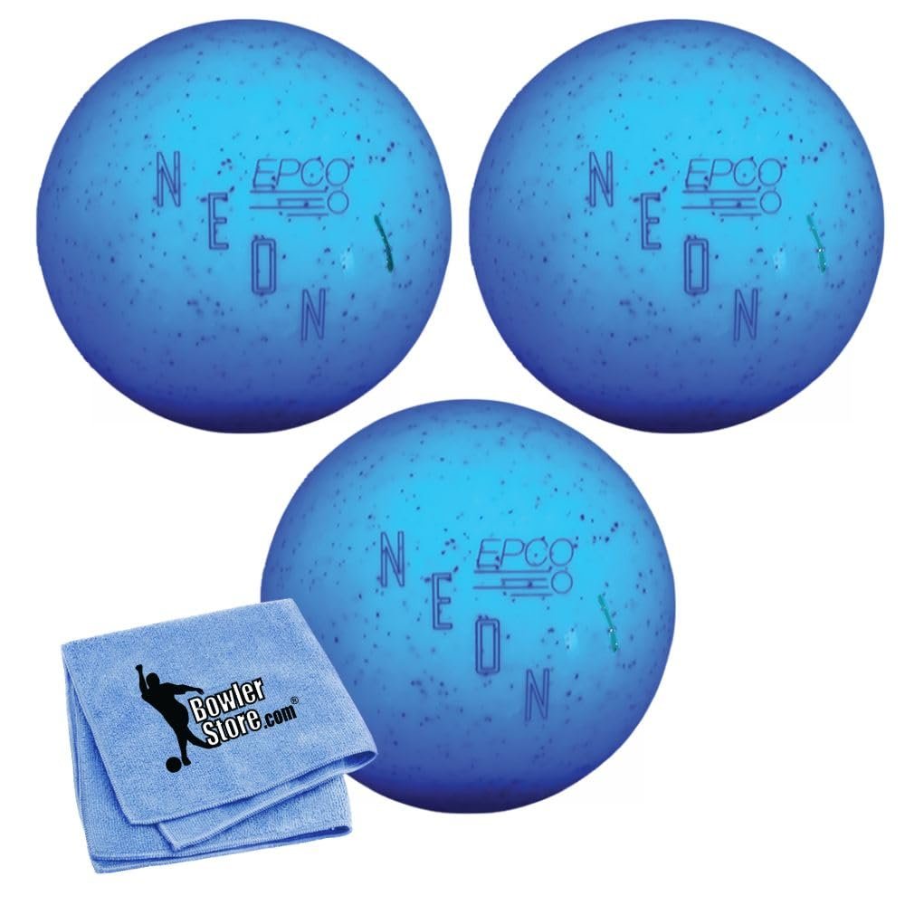 Bowlerstore Products EPCO Duckpin Bowling Balls - Neon Speckled - Blue (4 3/4 inch- 3lbs. 6 oz.) 3 Balls