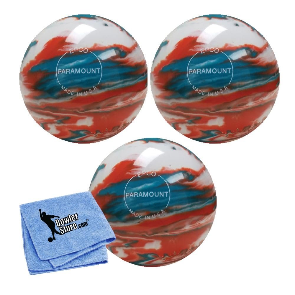 Bowlerstore Products EPCO Duckpin Bowling Balls - Marbleized - Turquoise, Orange & White (5 inch- 3lbs. 12 oz.) 3 Balls