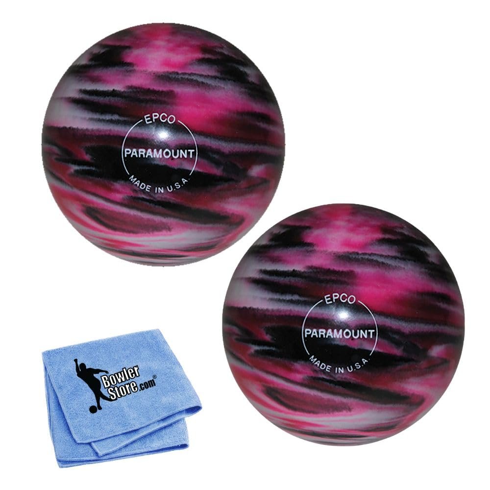 Bowlerstore Products EPCO Duckpin Bowling Balls- Marbleized - Magenta, Black & White (4 3/4 inch- 3lbs. 8 oz.) 2 Balls
