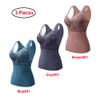 3PC Thermal Underwear Bra Women, Plus Velvet Thick Sexy Lace Seamless Bras Vest with Chest Pads, Winter Warm Bottoming Tops view 2