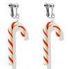 Christmas Clip On Earrings for Women, Non Pierced Glitter Dangle Jewelry, Red Green Jingle Bell, Cute Colorful Candy Cane Design, Festive Holiday Party Accessory, Lightweight Xmas Present view 1