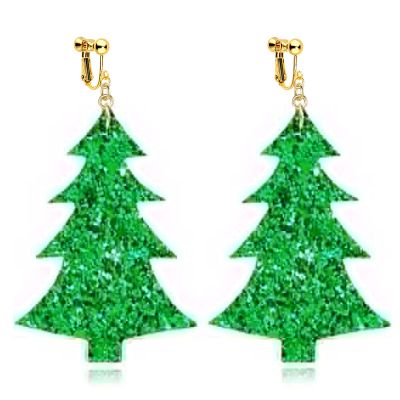 Clip on Earrings Non Pierced for Women Screw Back Heart Star Tree Acrylic Holiday Christmas Drop Dangle Trendy Jewelry