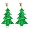 Clip on Earrings Non Pierced for Women Screw Back Heart Star Tree Acrylic Holiday Christmas Drop Dangle Trendy Jewelry view 1